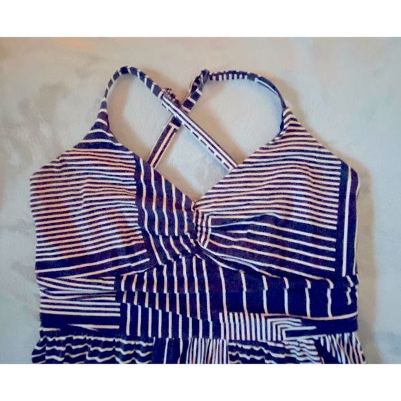 Navy and Cream floor length maxi dress - Ann Taylor Loft - Size S - Picture 3 of 6